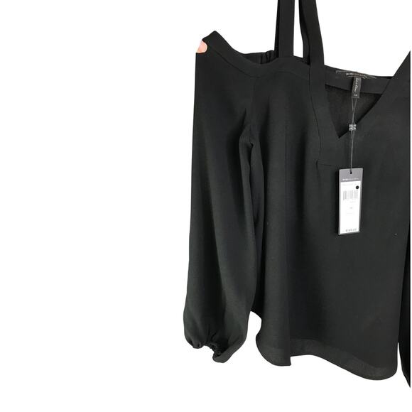 BCBG MAX AZRIA Top Womens Sz XS Black Cold Shoulder Long Sleeve NWT Minimal Lux - Picture 4 of 11
